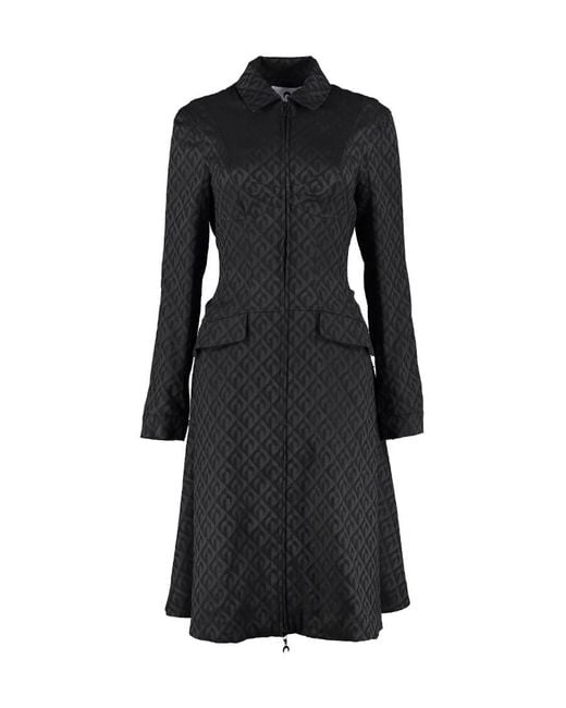 MARINE SERRE Black Zipped-Up Shirt Dress