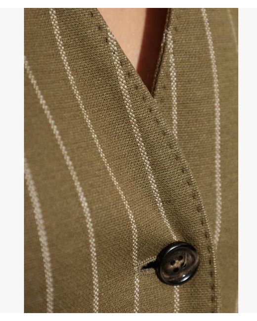 Max Mara Green Pinstriped Sleeveless Jacket