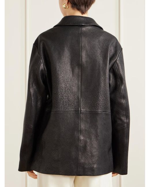 Rohe Black Single-Breasted Grained-Leather Jacket