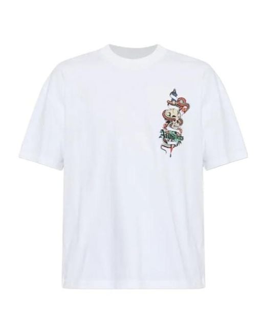 AllSaints White Skull Snake Graphic T-Shirt for men
