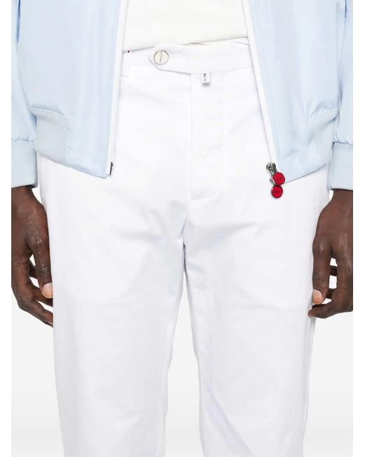 Kiton White Straight Leg Pants for men