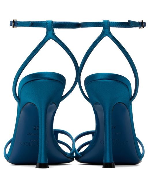 Jimmy Choo Blue 1998 Leo 100 Satin High-Heeled Sandals