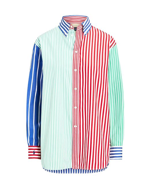Polo Ralph Lauren White Striped Curved Hem Poplin Shirt