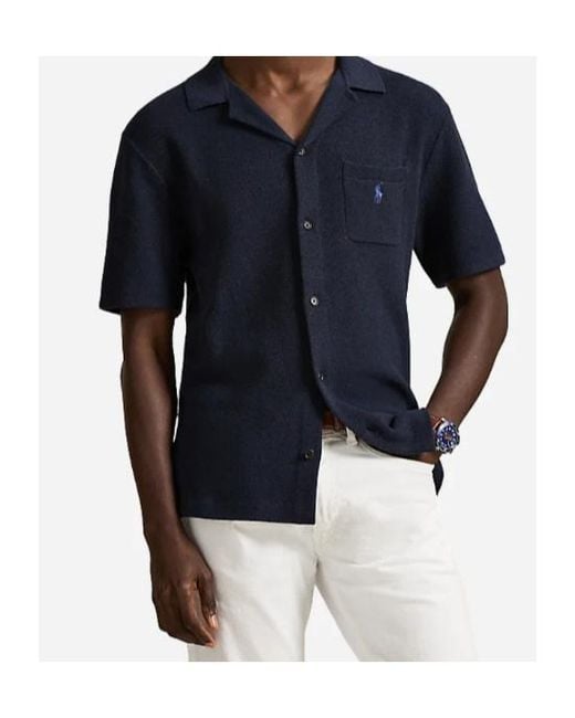 Polo Ralph Lauren Blue Logo-Embroidered Button-Up Shirt for men