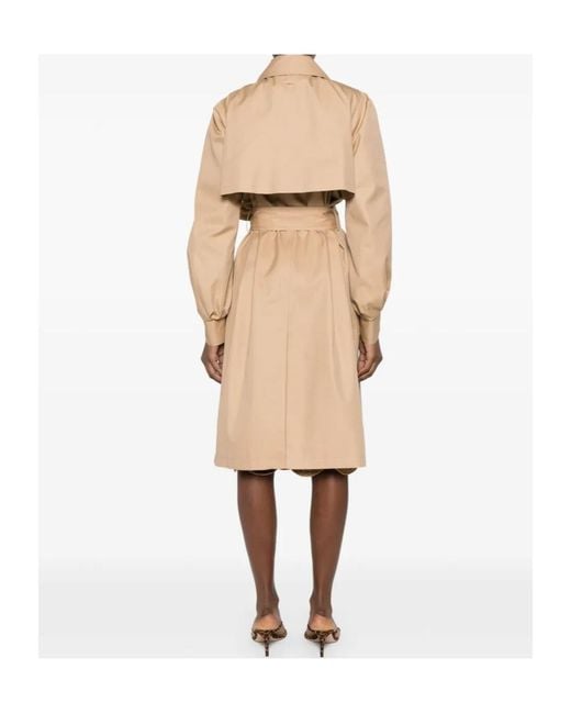 Twinset Natural Double-Breasted Belted Coat