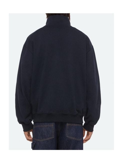 Helmut Lang Blue Small Logo Quarter-Zip for men