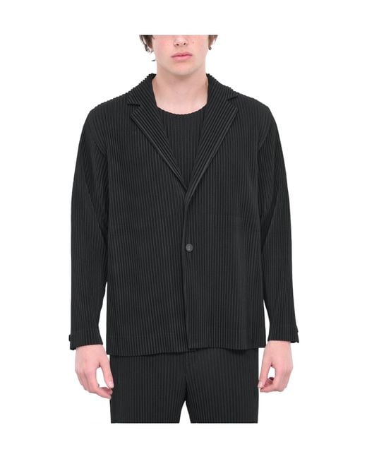 Homme Plissé Issey Miyake Black Homme Plissé Issey Miyake Single-Breasted Pleated Blazer for men