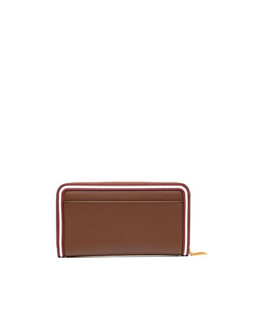 Bally Brown Logo Embossed All-Around Zipped Wallet