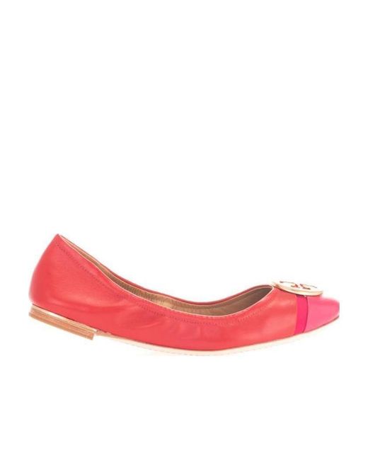Tory Burch Pink Logo Plaque Ballerina Shoes