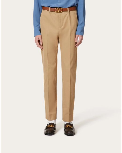 Valentino Natural Slim Cut Straight Leg Trousers for men