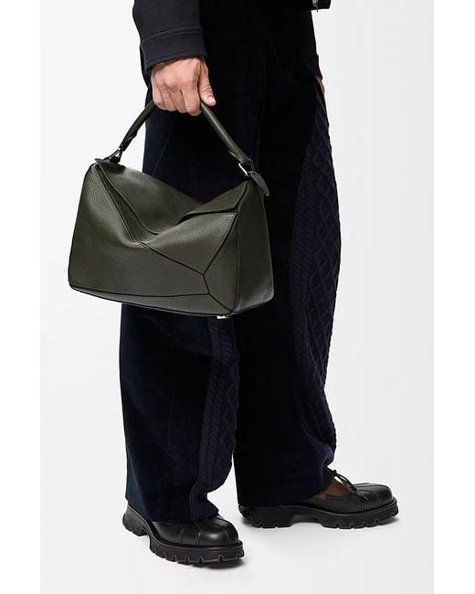 Loewe Green Large Puzzle Leather Shoulder Bag for men