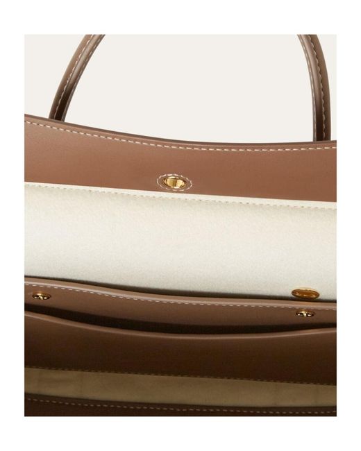 Loro Piana Brown Double Handle Shoulder Bag