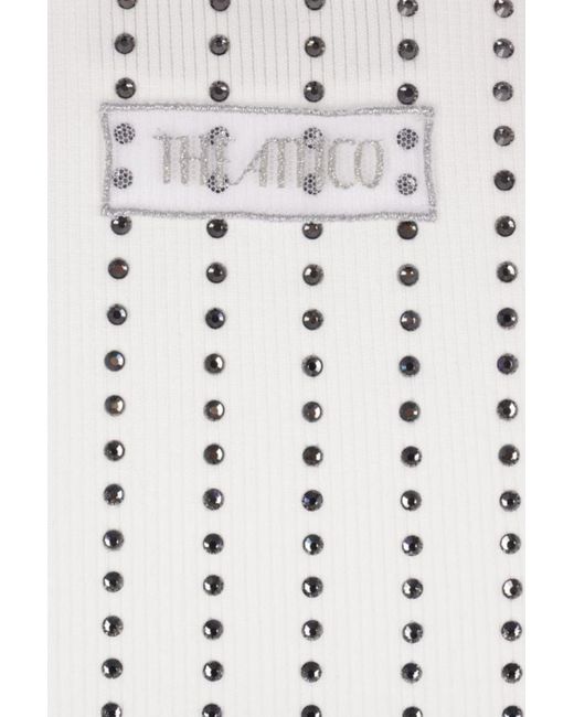 The Attico White The Embellished Sleeveless Ribbed Top