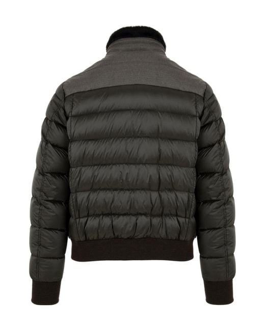 Moorer Gray High Neck Padded Down Jacket for men