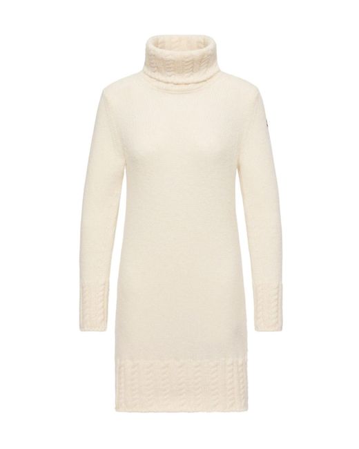 Moncler White Alpaca Blend Knit Turtleneck Dress