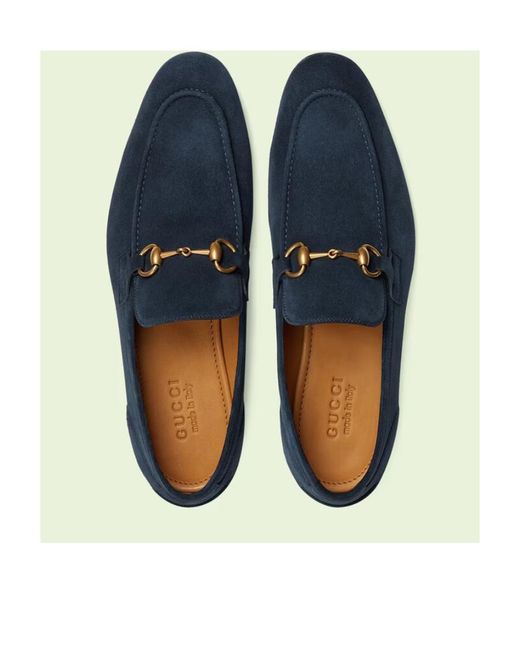 Gucci Blue Jordaan Horsebit Detail Slip-On Loafers for men