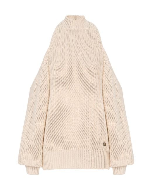 Balmain Natural Cotton High-Neck Sweater
