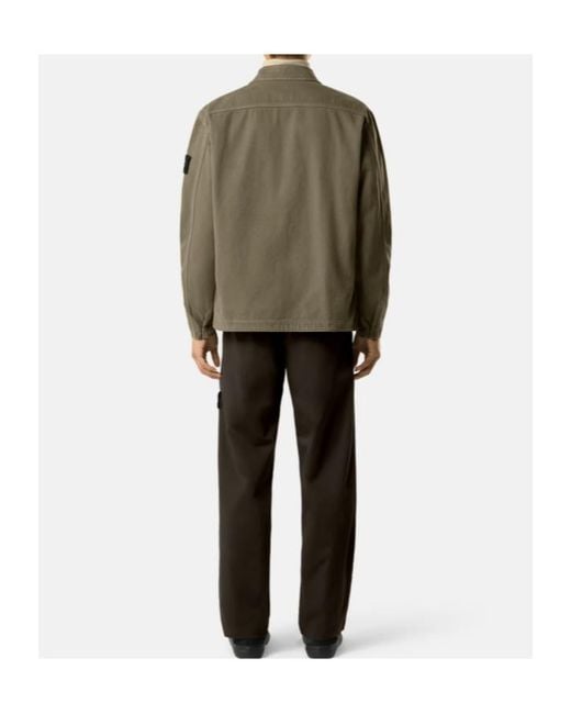 Stone Island Green Comfort-Fit Overshirt With Chest Pocket for men
