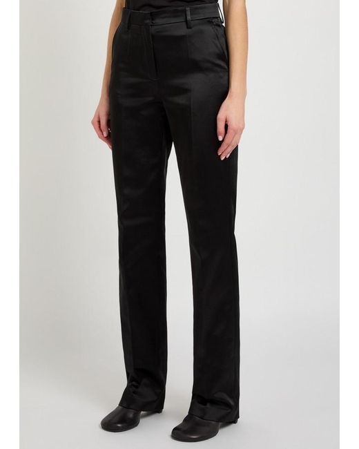 Dries Van Noten Black Pulla Straight-Leg Satin Trousers