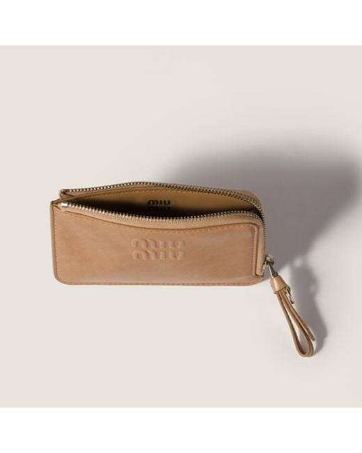 Miu Miu Brown Leather Card Holder