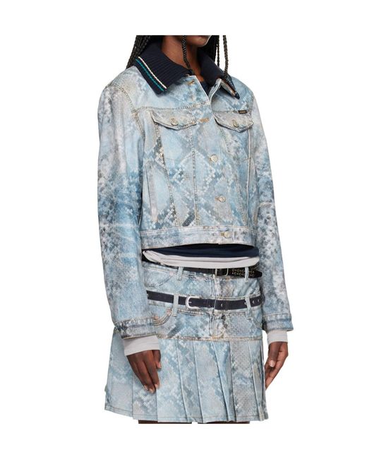 ANDERSSON BELL Blue Python Gradient Print Denim Jacket