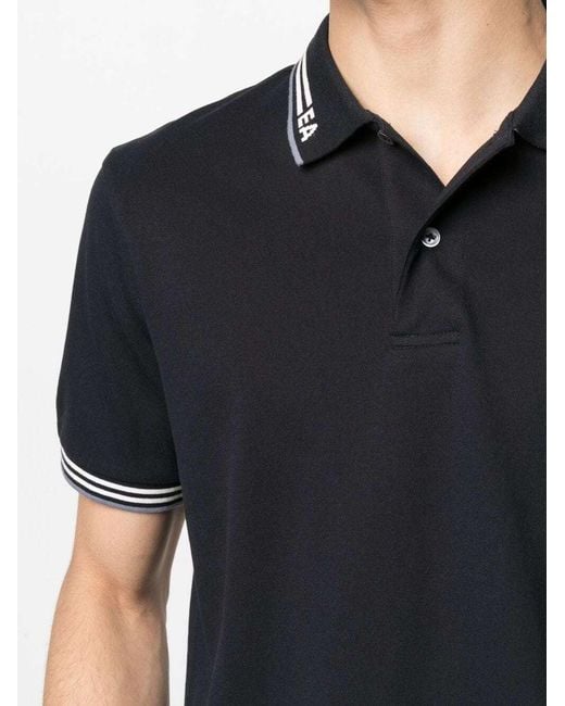 Emporio Armani Black Logo-Striped Polo Shirt for men