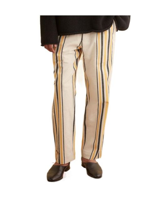 Bode Natural Striped Casual Pants for men