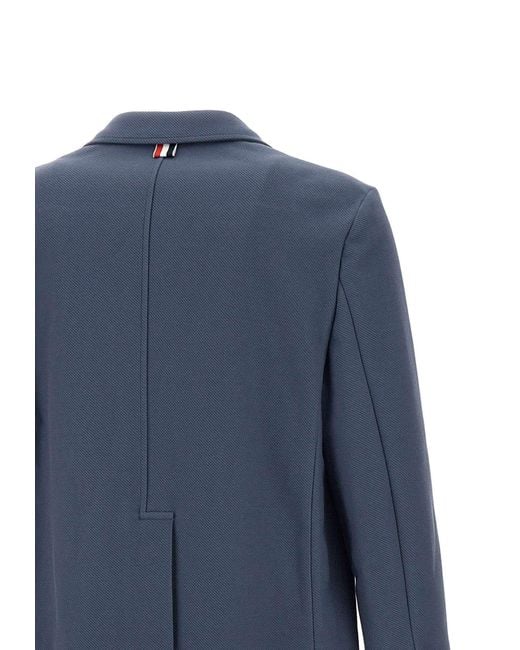Thom Browne Blue Striped-Sleeve Cotton Blazer for men