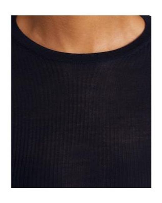 Jil Sander Blue Ribbed-Knit Wool Sweater
