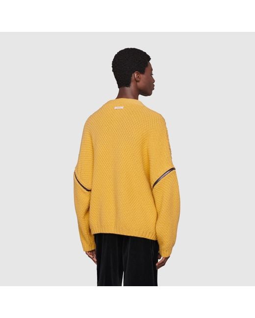 Gucci Yellow V-Neck Long Sleeved Sweater for men