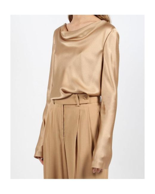 Alberta Ferretti Natural Long-Sleeved Top