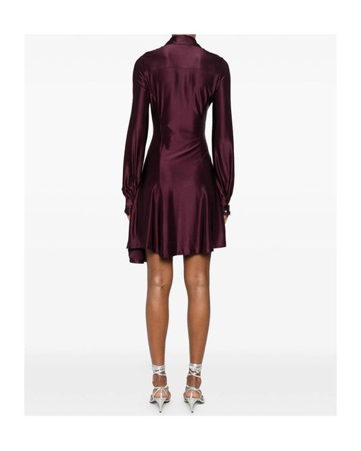 Rabanne Purple Rabanne Asymmetric Draped Shirt Dress
