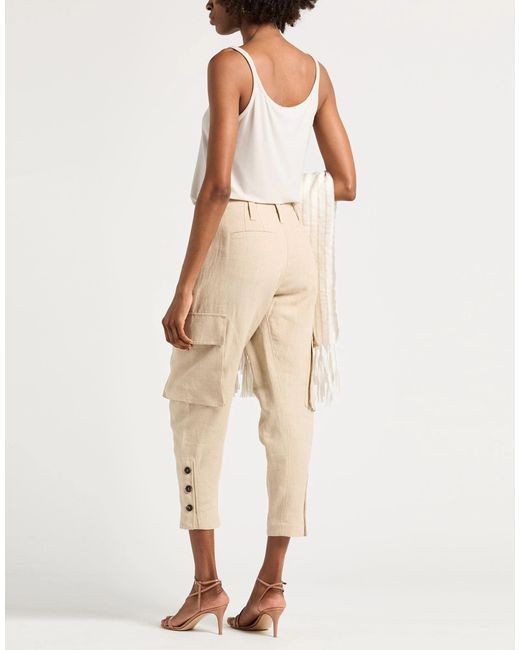 Brunello Cucinelli Natural Solid Color Linen Cargo Pants