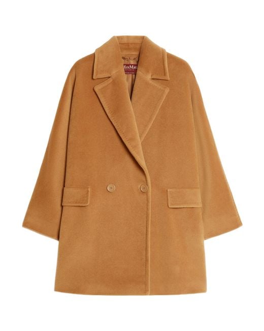 Max Mara Brown Studio Molo Double-Breasted Long-Sleeved Coat