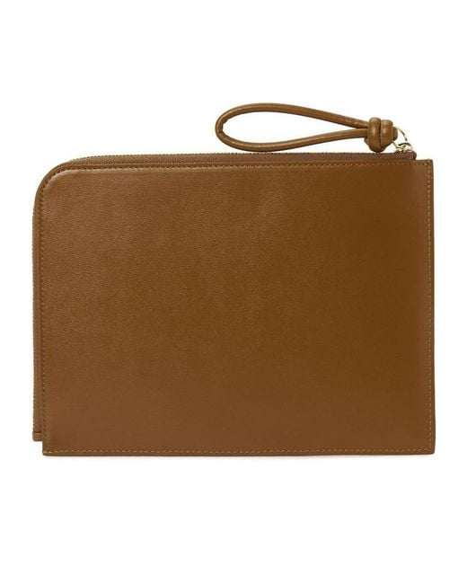 Jil Sander Brown Zipper Clutch