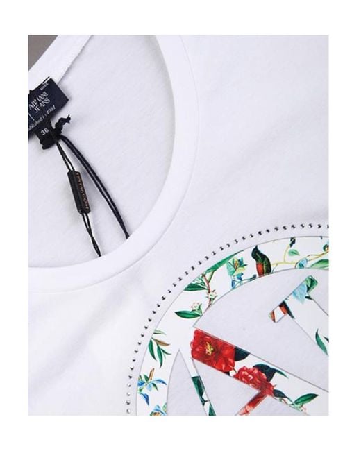 Armani Jeans White T-Shirt With Round Neck And Short Sleeves