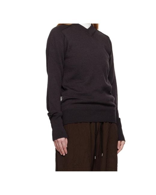 Studio Nicholson Black Inverness V-Neck Sweater
