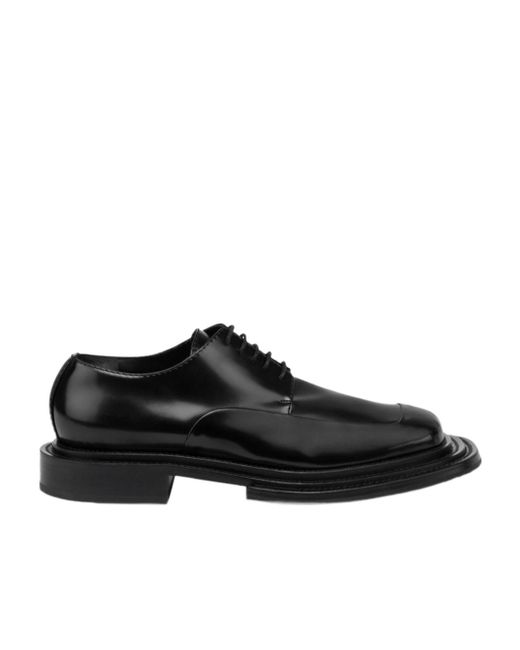 Moschino Black Round Toe Lace-Up Derby Shoes
