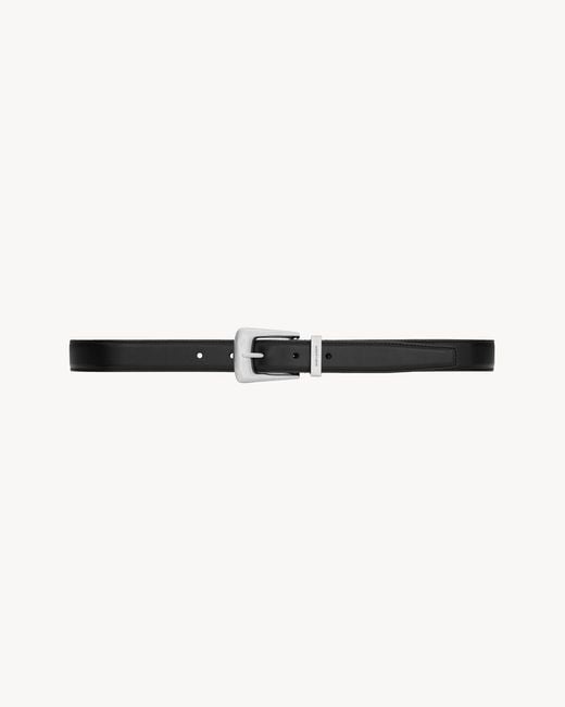 Saint Laurent White Folk Logo Engraved Belt for men