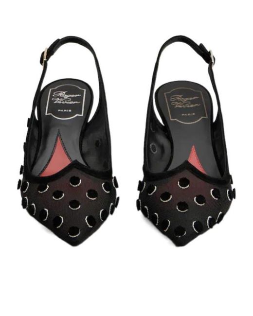 Roger Vivier Black I Love Polka Dot Slingback Pumps