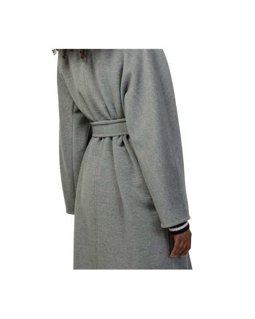 Max Mara Gray Madame Belted Maxi Coat