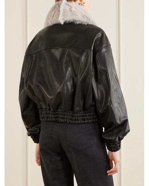 Nour Hammour Black Long-Sleeved Leather Jacket
