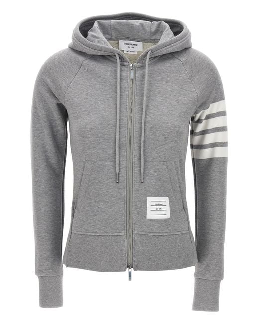 Thom Browne Gray 4-Bar Zip-Up Hoodie