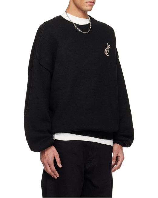 Fear Of God Black Embroidered Merino Crewneck Sweater for men