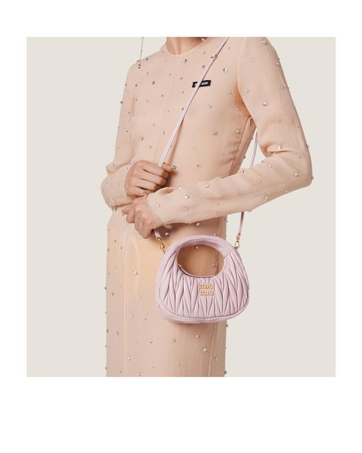 Miu Miu Pink Wander Matelassé Nappa Leather Hobo Mini-Bag