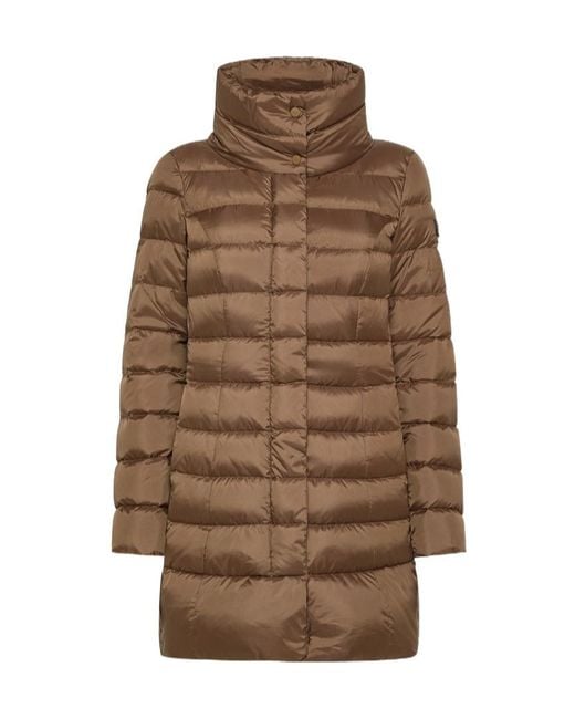 Peuterey Brown Quilted High-Neck Coat