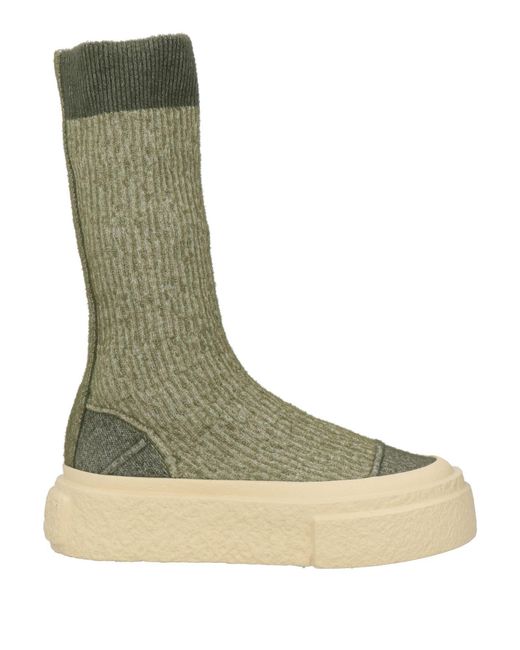 MM6 by Maison Margiela Green Solid Color Platform Boots