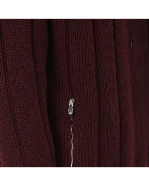 Brunello Cucinelli Purple Zip-Up Ribbed-Knit Jacket for men