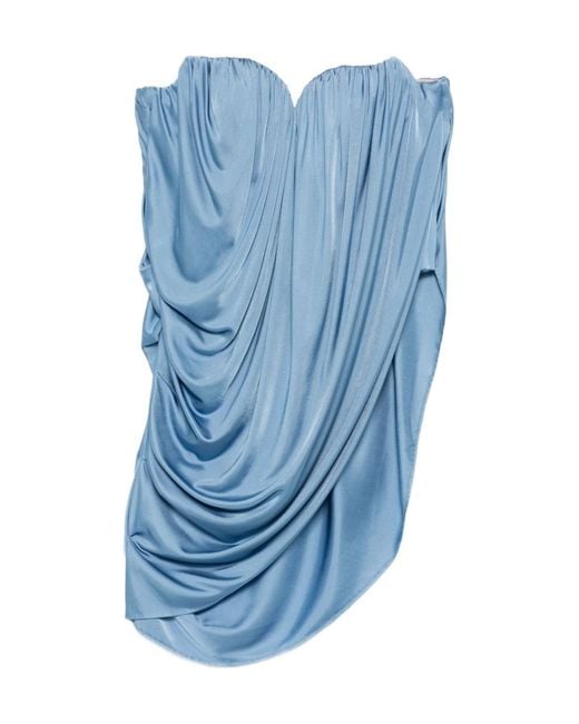 GIUSEPPE DI MORABITO Blue Draped Strapless Top