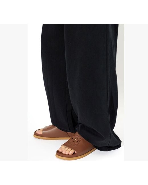 Amiri Brown Logo Leather Slides for men